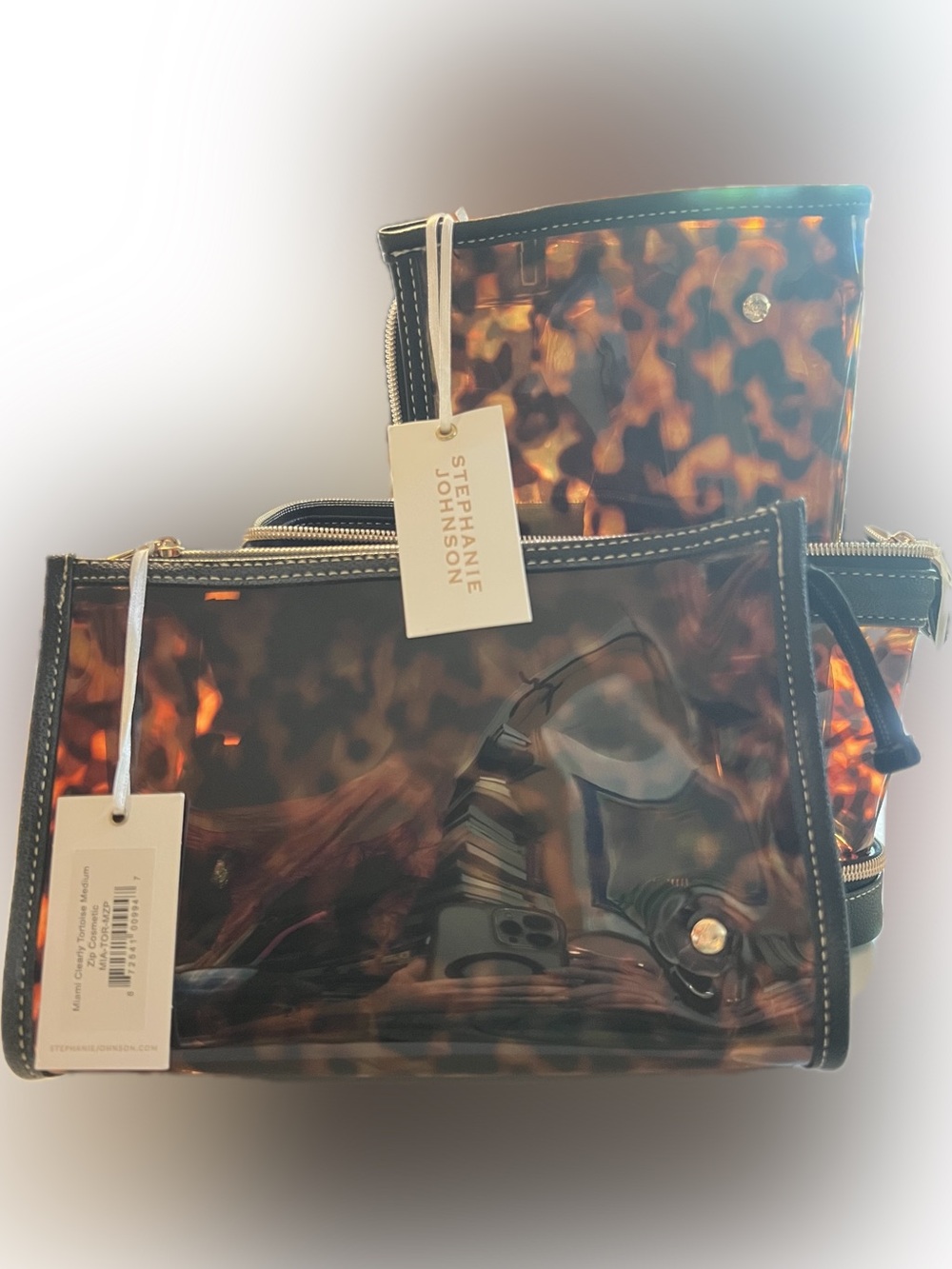 Stephanie Johnson Miami Clearly Tortoise Piper Tote/bag in bag - NWT - Picture 8 of 16